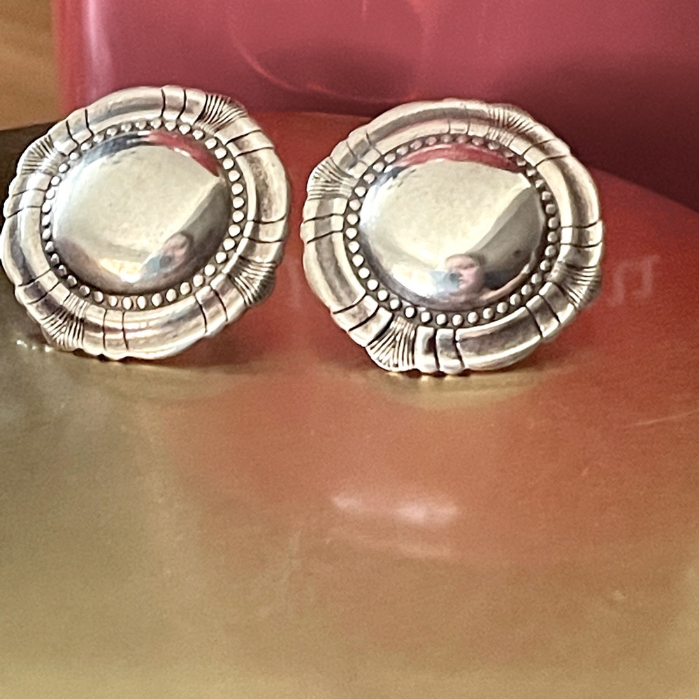 Stunning Sterling Silver Button Post Earrings - image 4